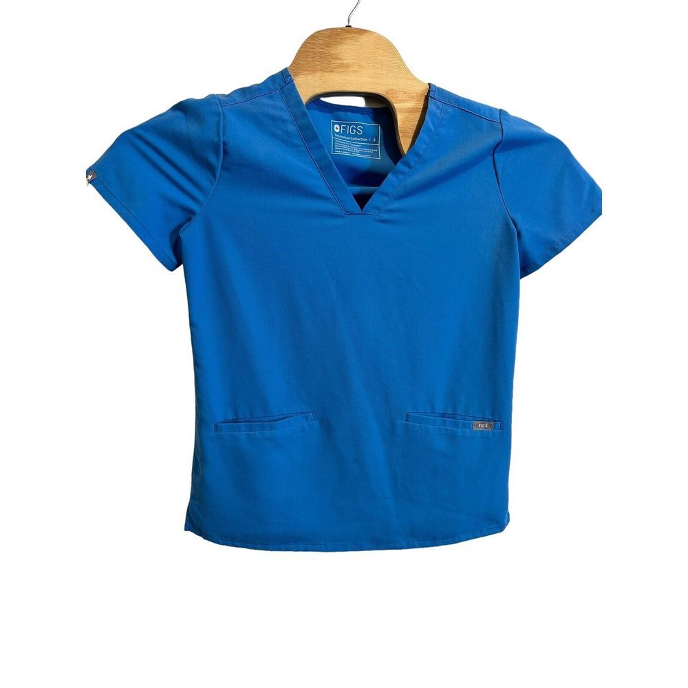 Figs Scrub Top Light Blue‎ Women's Small V-Neck FW1100 Technical Collection